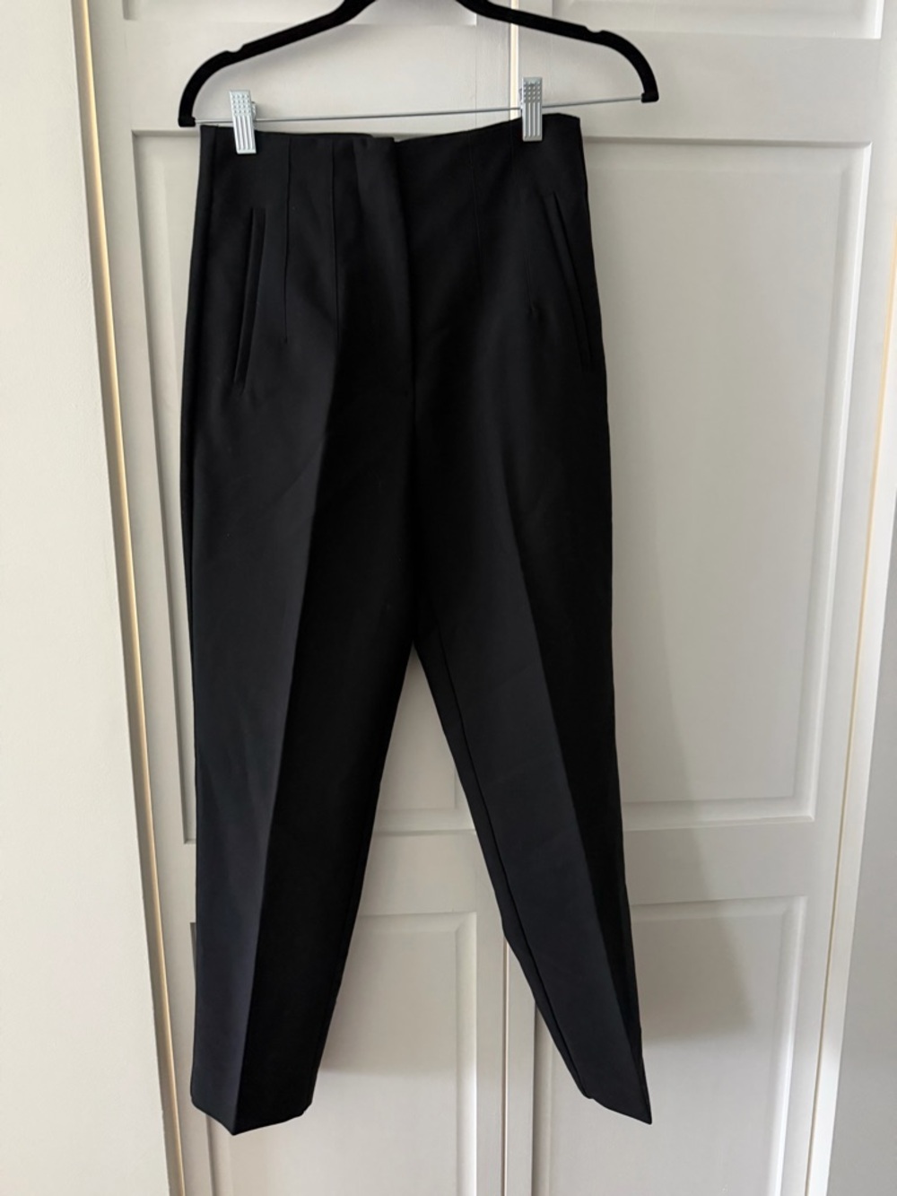 Zara Black Tailored TaperedTrousers S High Waisted Pleated Ankle Pants